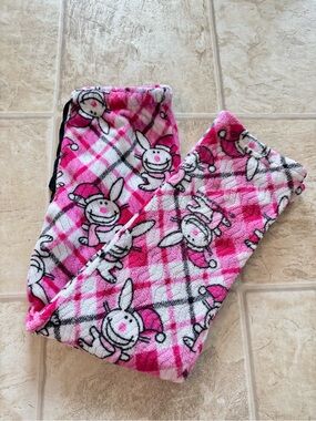 It’s Happy Bunny Y2K Vintage Fleece Pink Pajama Pants Size Large 11/13